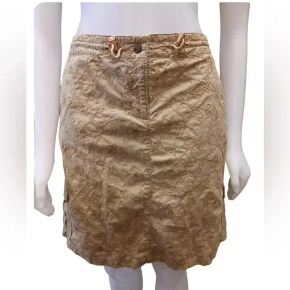 Woolrich Vintage Tan Floral  Adjustable Mid Length Cargo Skirt Size 12 - Picture 1 of 7